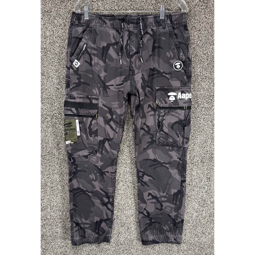 AAPE by A Bathing Ape Joggers Mens‎ L x 27" Gray Camo Sweatpants Streetwear BAPE